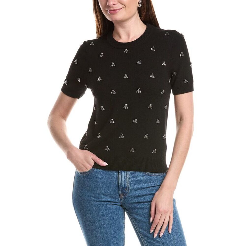 Milly Womens  Rosalyn Wool & Cashmere-Blend Sweater, Black